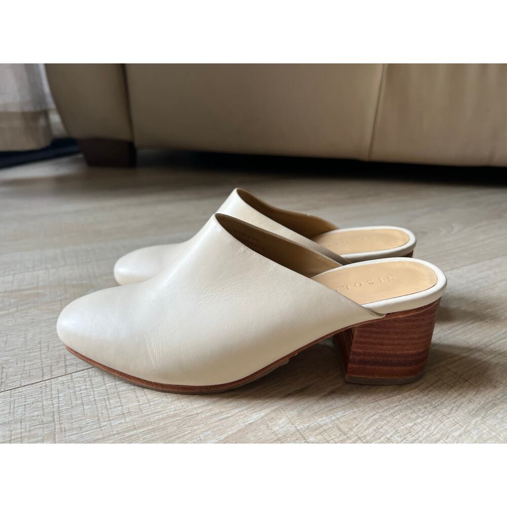 Nisolo Bone (cream) leather heeled mules size 8